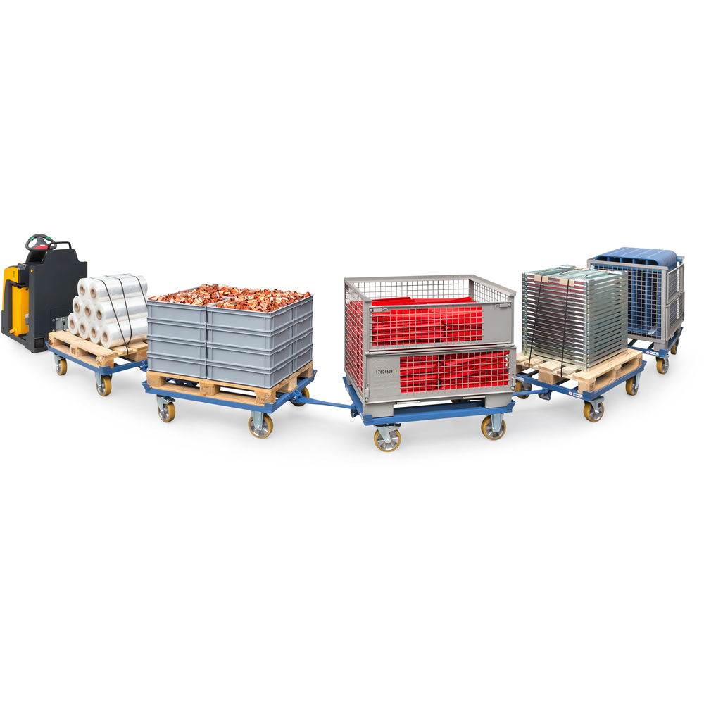 fetra® Pallet dolly as tugger train - up to 5 pallet dollies couplable