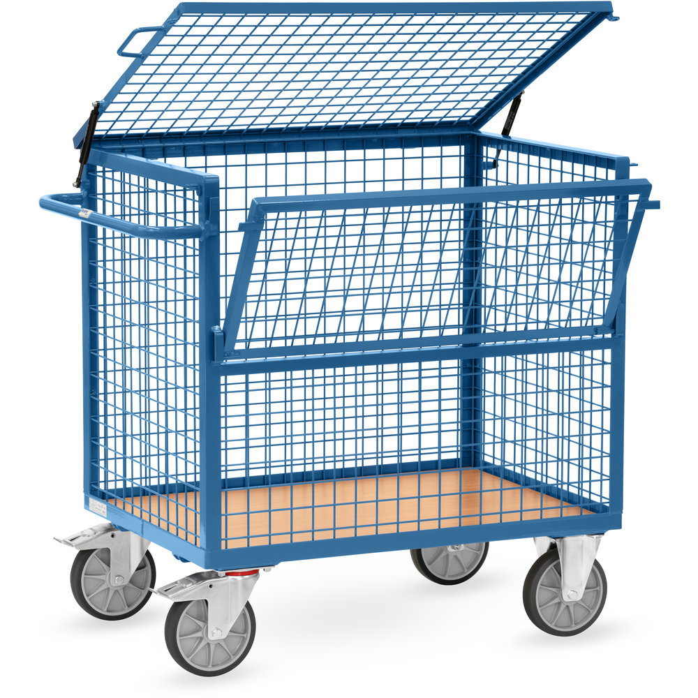 fetra® Wire cage cart with cover 2762