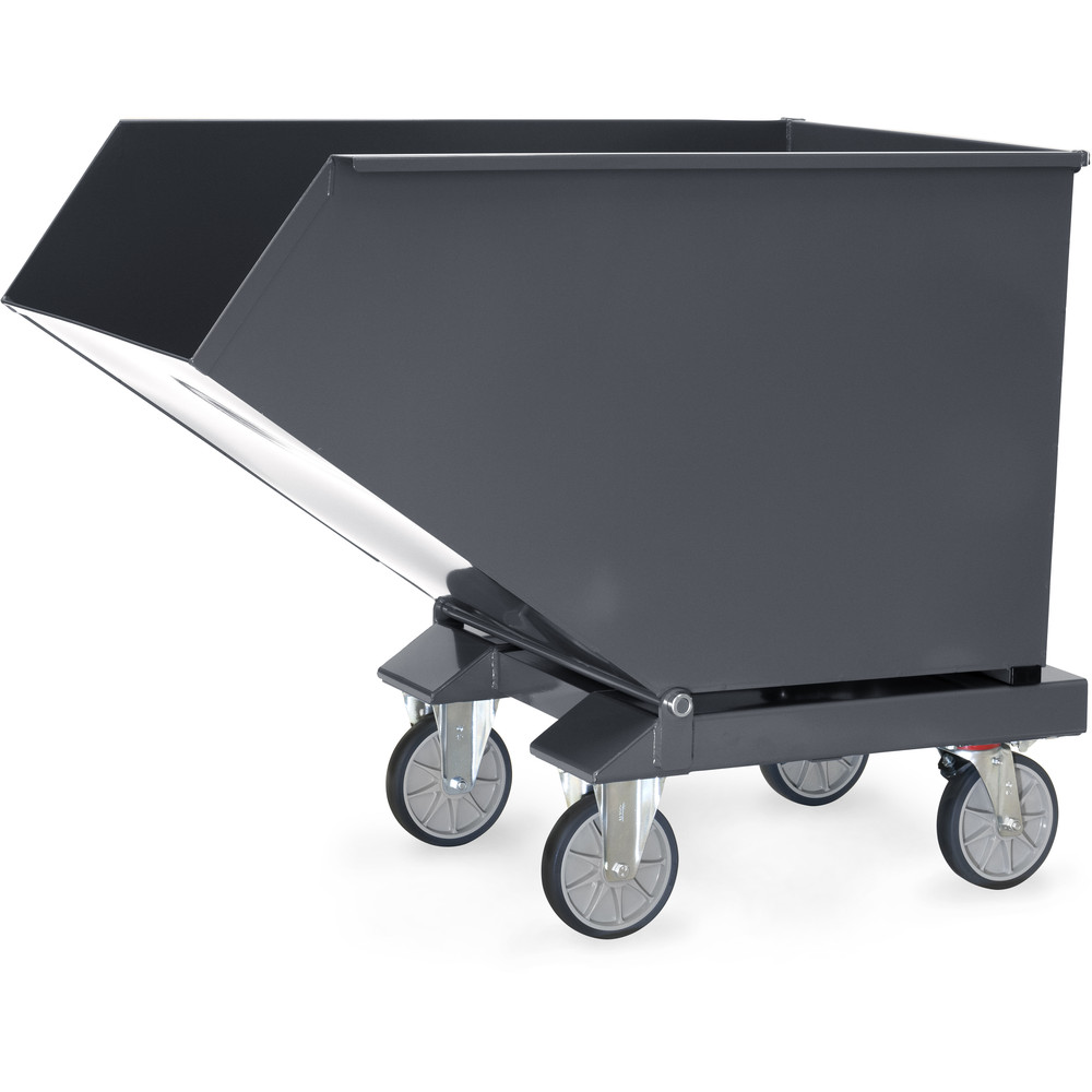 fetra® Sheet metal dump truck 4703-7016 | Chip cart anthracite grey