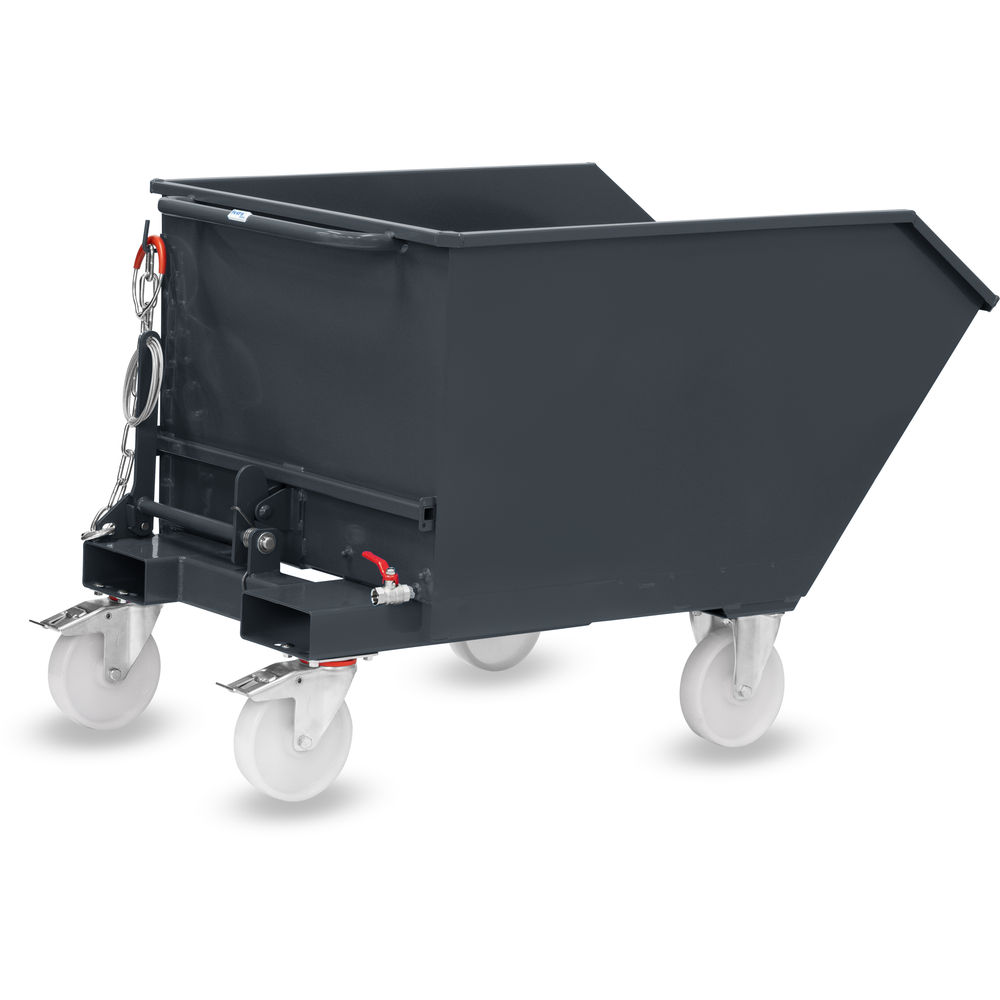 fetra® Tipping container with drainage tap and wheelset 6250AR-7016