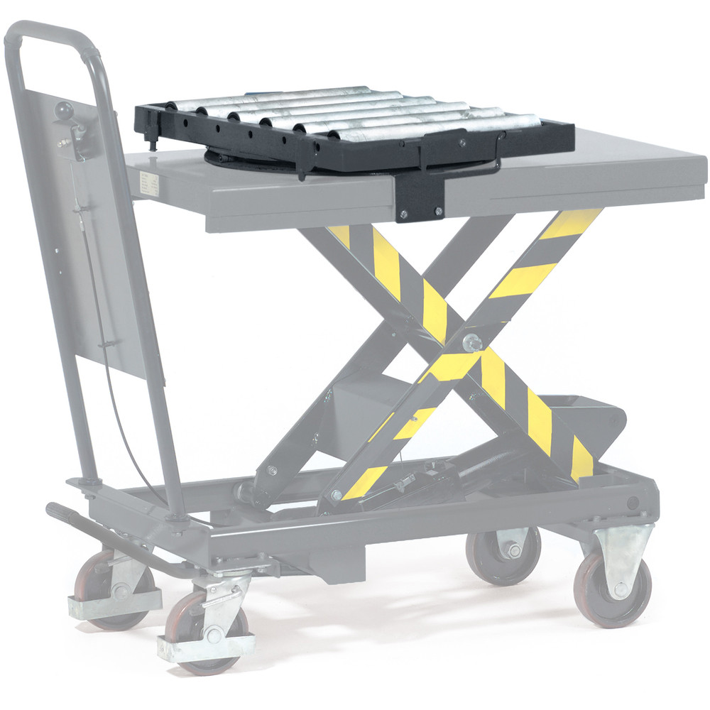 fetra® Roller conveyor with rotatable frame for lifting table cart 