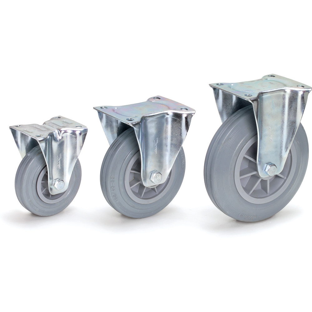 fetra® Fixed-wheel castor solid rubber blue-grey 125 x 38 mm
