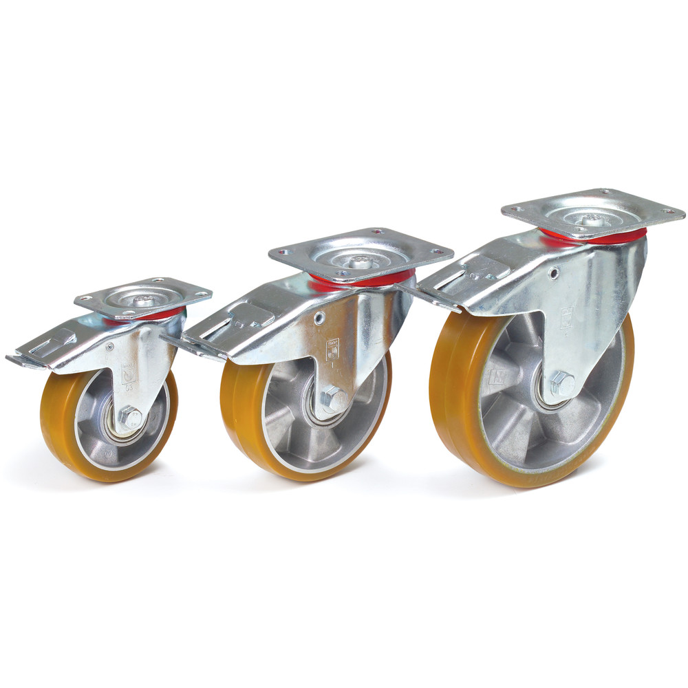 fetra® Swivel castor with lock polyurethanee 200 x 50 mm