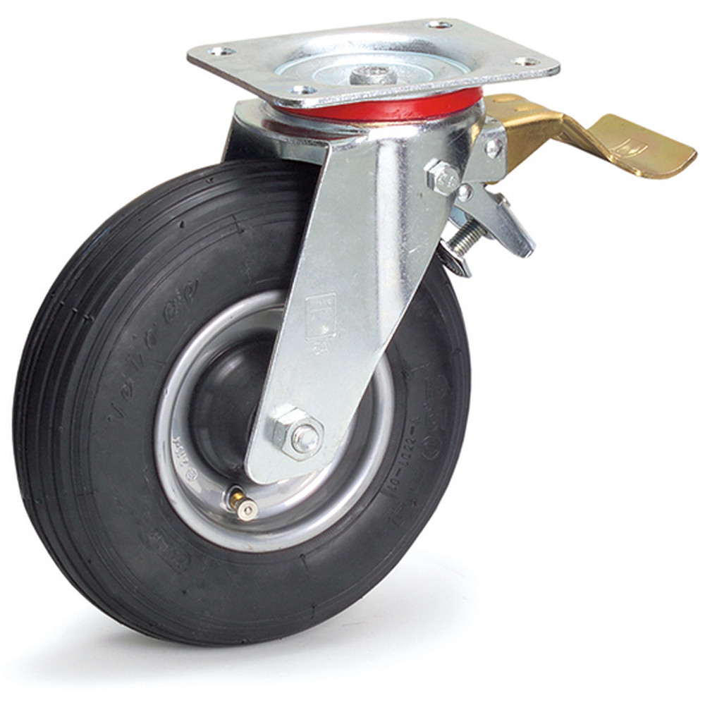 fetra® Swivel castor with lock pneumatic wheel 220 x 70 mm