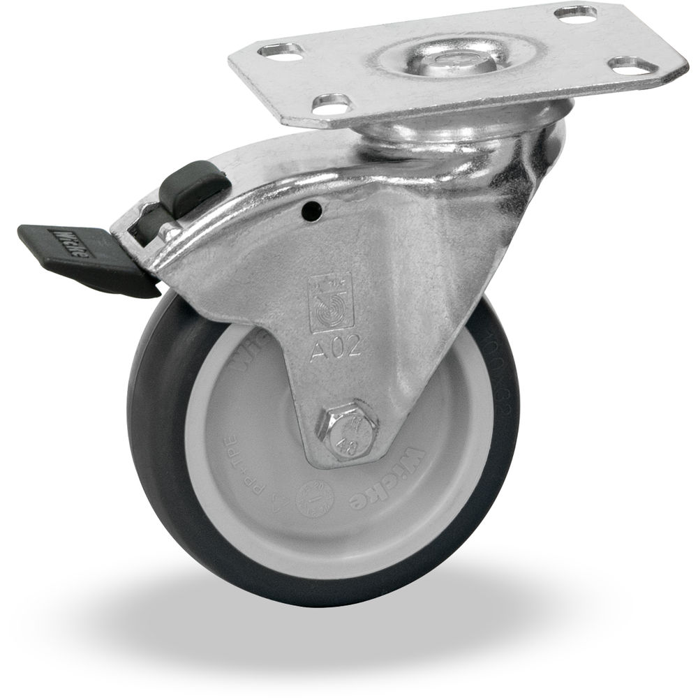 fetra® Swivel castor with lock TPE 100 x 32 mm