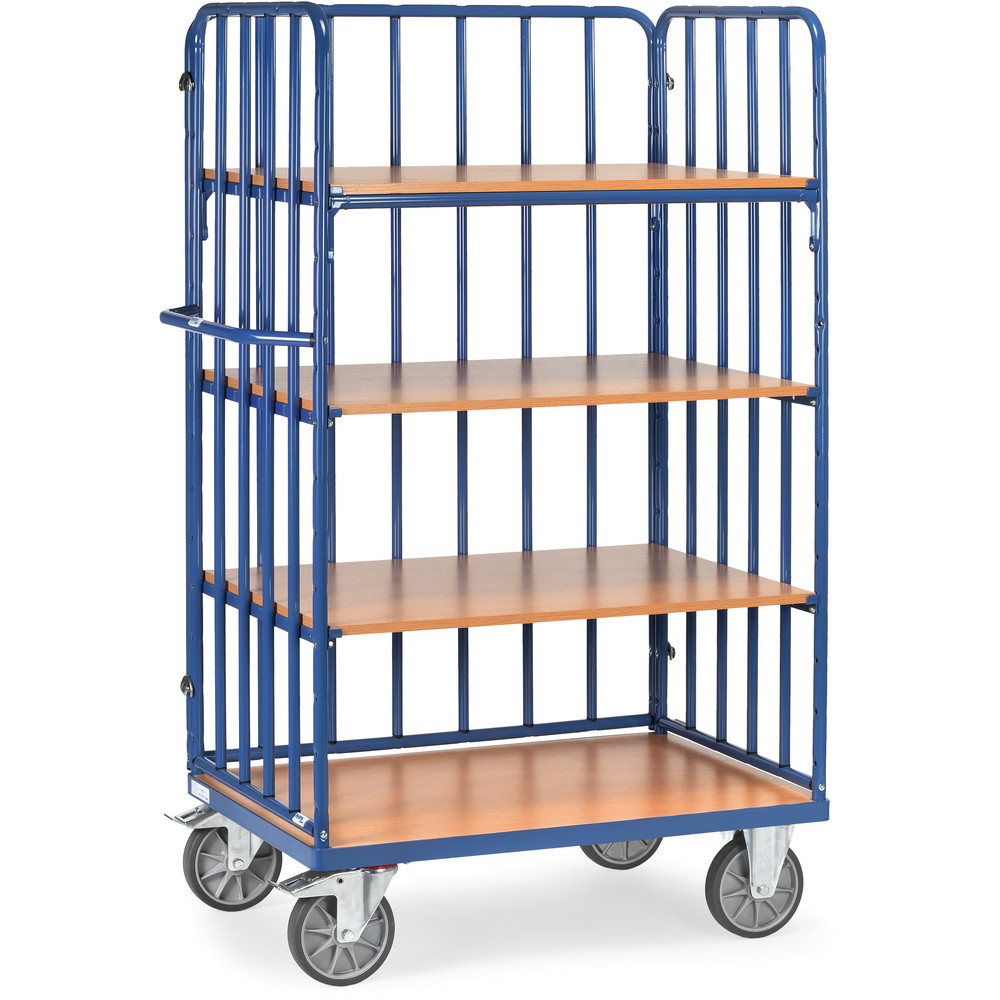 fetra® Shelved trolley with 1 longitudinal wall 8312-1