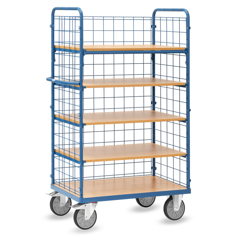 fetra® Shelved trolley with wire lattice 8451-1