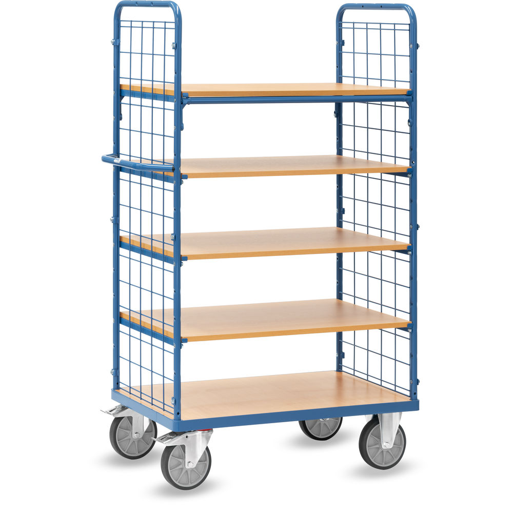 fetra® Shelved trolley with wire lattice 8451
