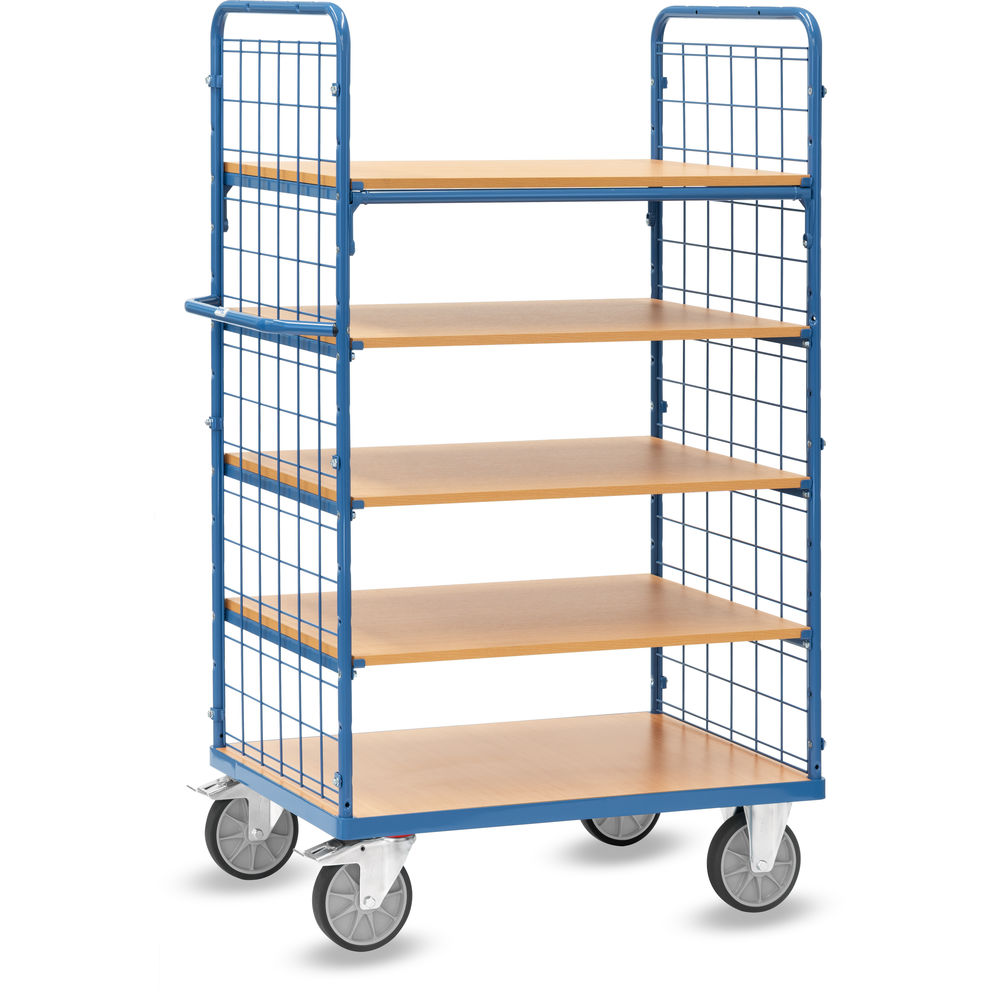 fetra® Shelved trolley with wire lattice 8452