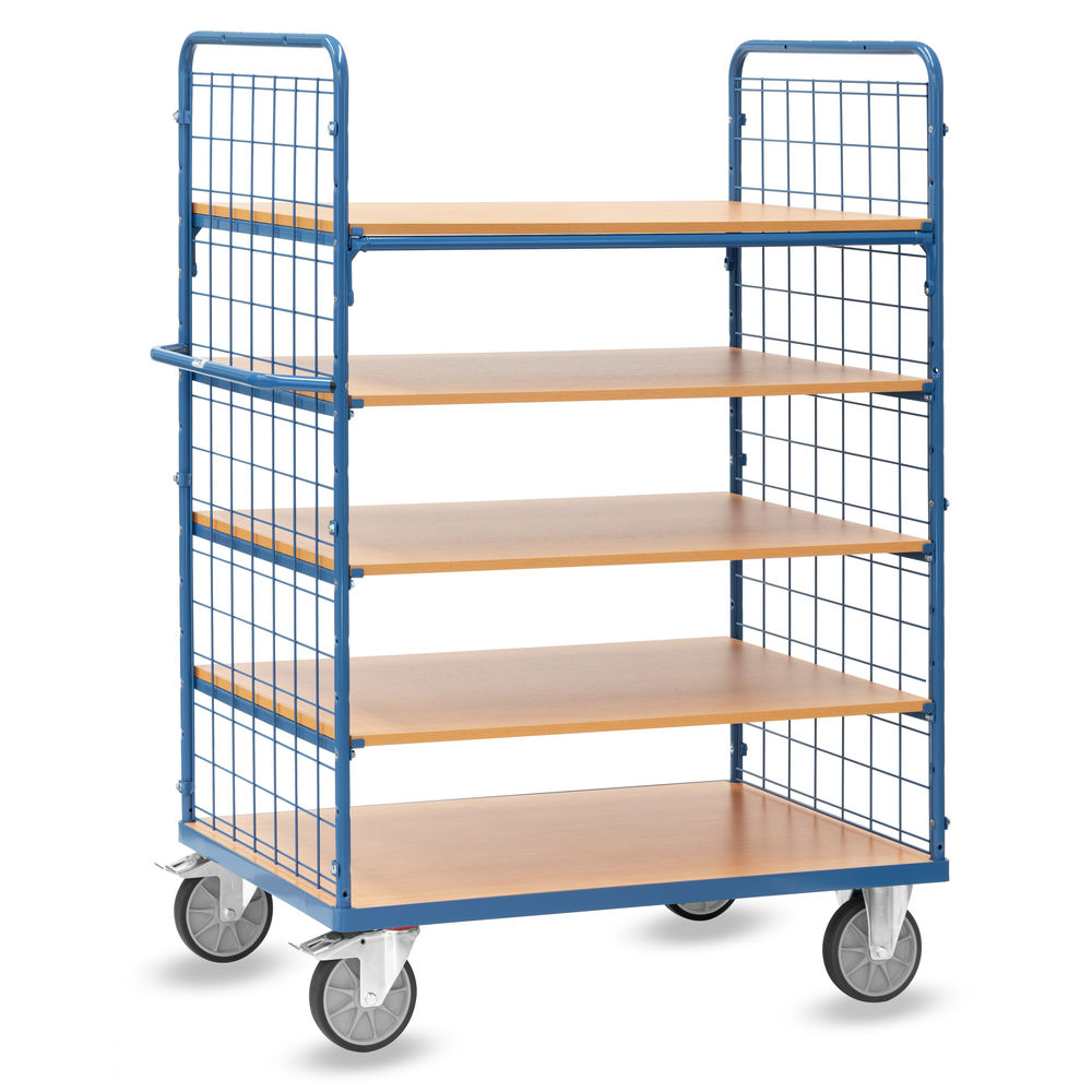 fetra® Shelved trolley with wire lattice 8453