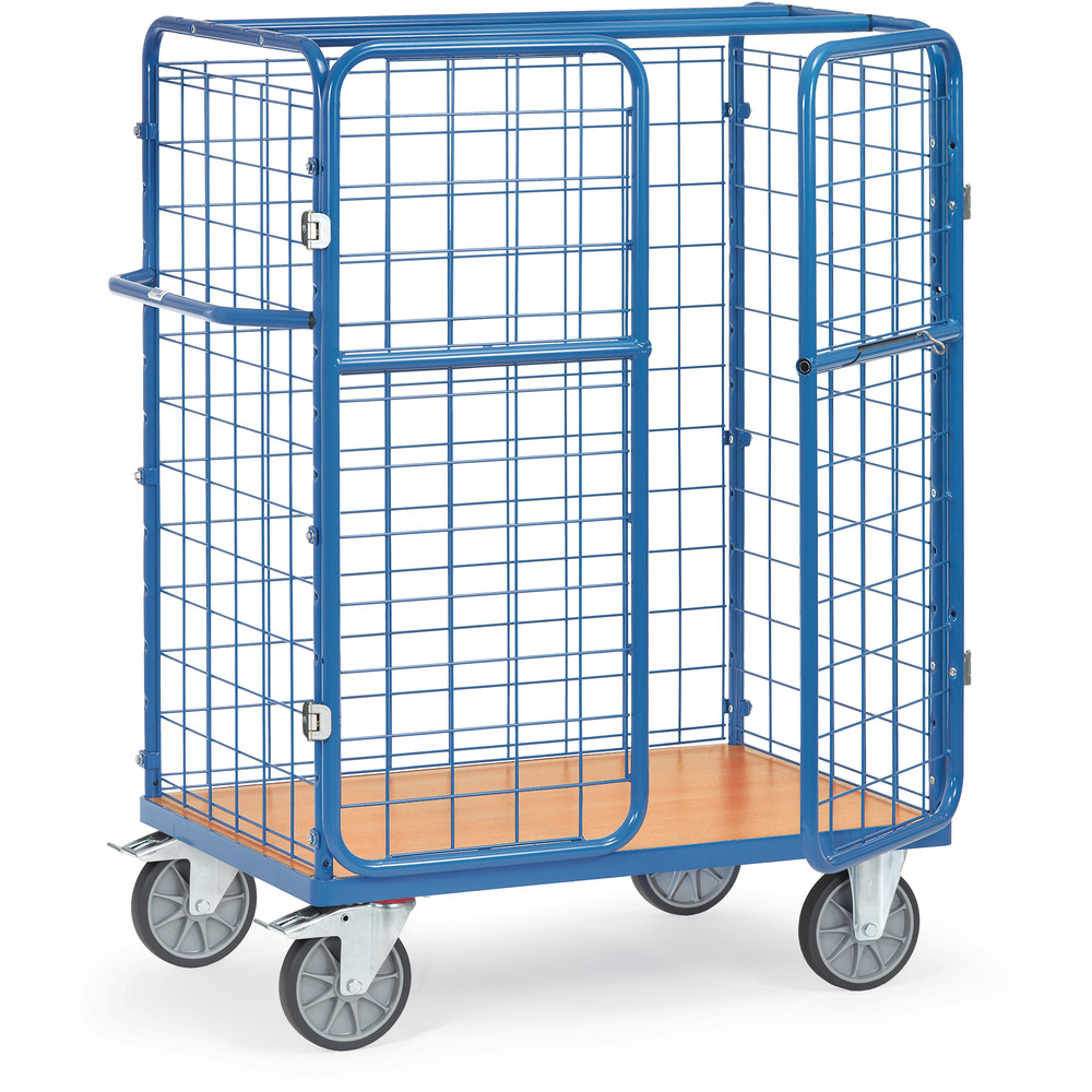 fetra® Parcel cart with wire lattice and double wing doors 8481-3