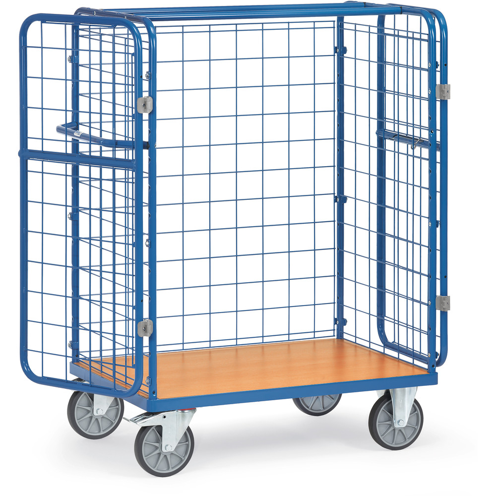 fetra® Parcel cart with wire lattice and double wing doors 8481-3