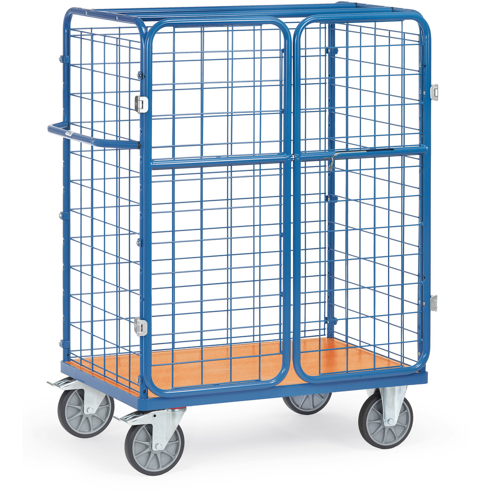 fetra® Parcel cart with wire lattice and double wing doors 8481-3