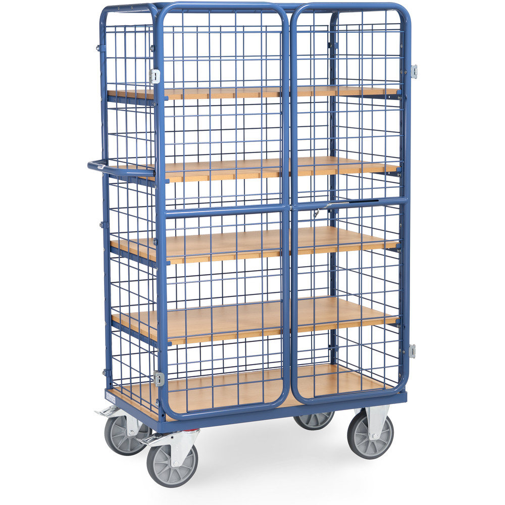 fetra® Shelved trolley with wing doors 8581-3DE